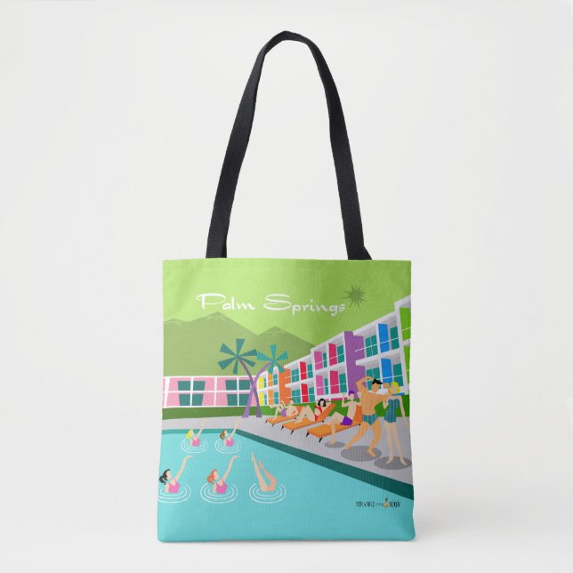 Retro Palm Springs Hotel Tote Bag (Front)