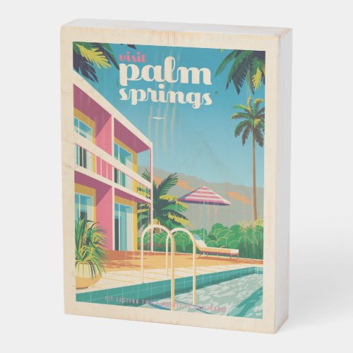 Retro Palm Springs Hotel Wooden Box Sign