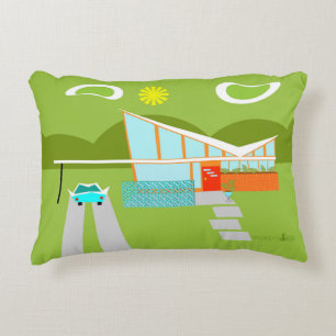Retro Palm Springs House Accent Pillow