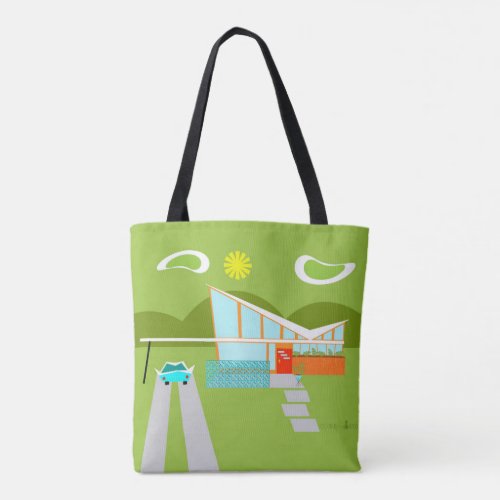 Retro Palm Springs House All_Over Print Tote Bag