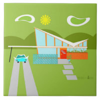 Retro Palm Springs House Ceramic Tile