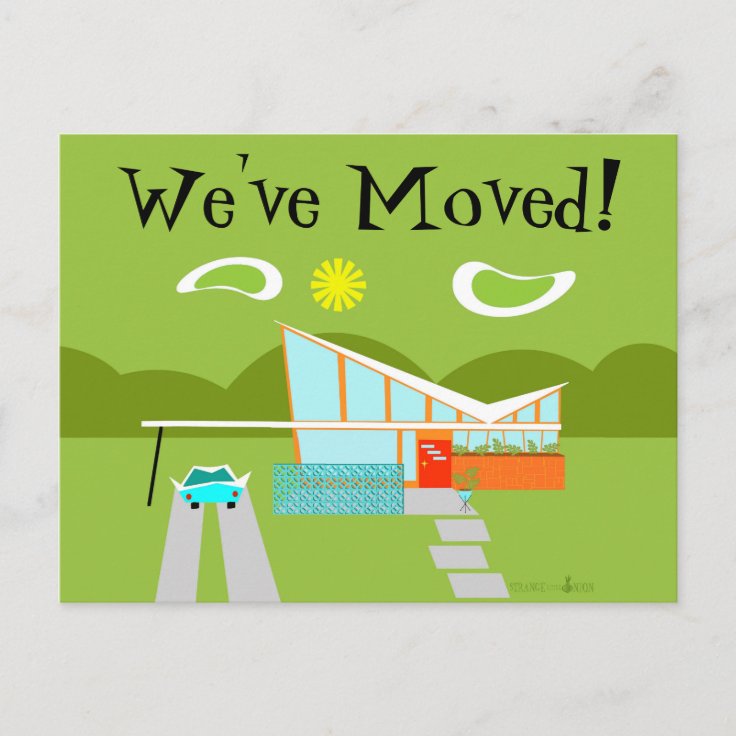 Retro Palm Springs House Change of Address Card Zazzle