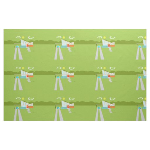 Retro Palm Springs House Combed Cotton Fabric