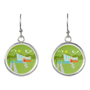Retro Palm Springs House Drop Earrings