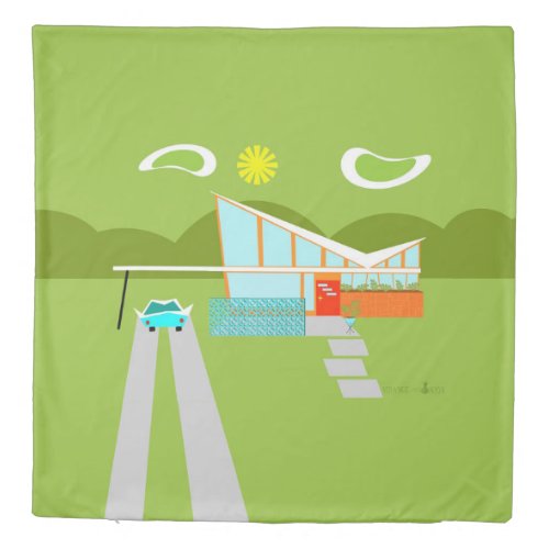 Retro Palm Springs House Duvet Cover