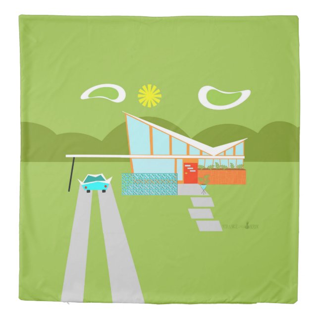 Retro Palm Springs House Duvet Cover (Back)