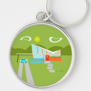 Retro Palm Springs House Keychain