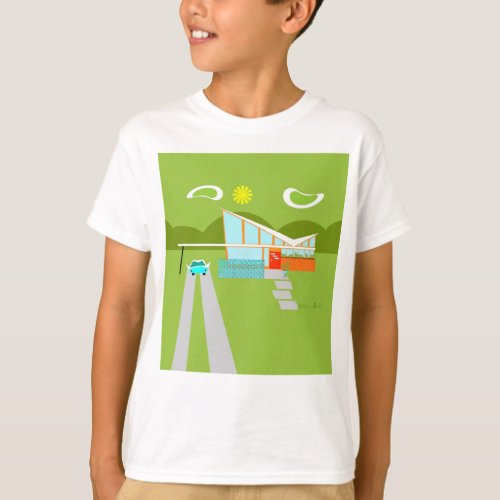 Retro Palm Springs House Kids T_Shirt