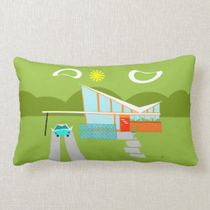 Retro Palm Springs House Lumbar Pillow