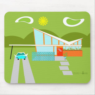Retro Palm Springs House Mousepad