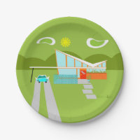 Retro Palm Springs House Paper Plates