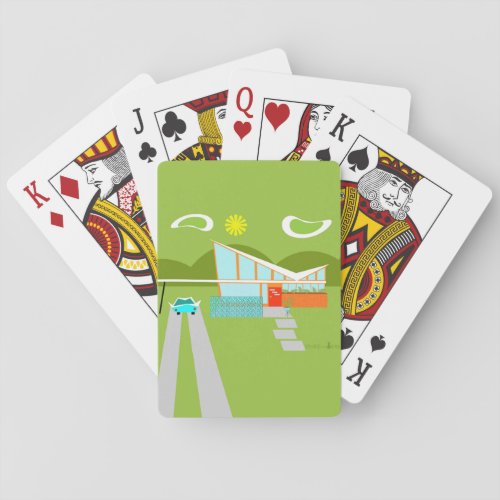 Retro Palm Springs House Playing Cards