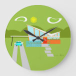 Retro Palm Springs House Round Wall Clock at Zazzle