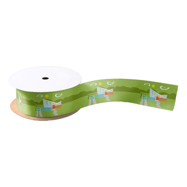 Retro Palm Springs House Satin Ribbon (Spool)