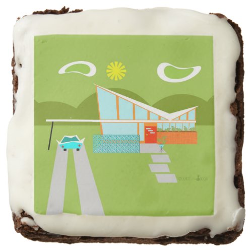 Retro Palm Springs House Square Brownies