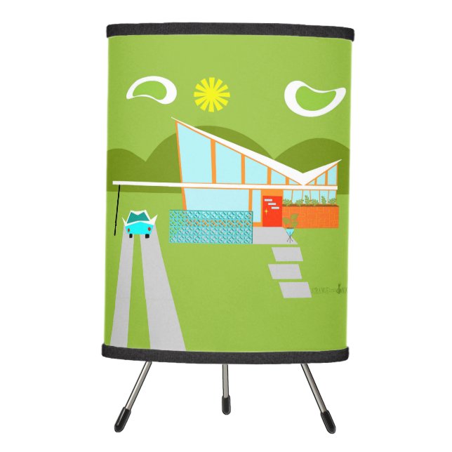 Retro Palm Springs House Tripod Lamp (Front)