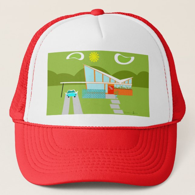 Retro Palm Springs House Trucker Hat (Front)