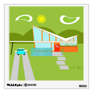 Retro Palm Springs House Wall Decal