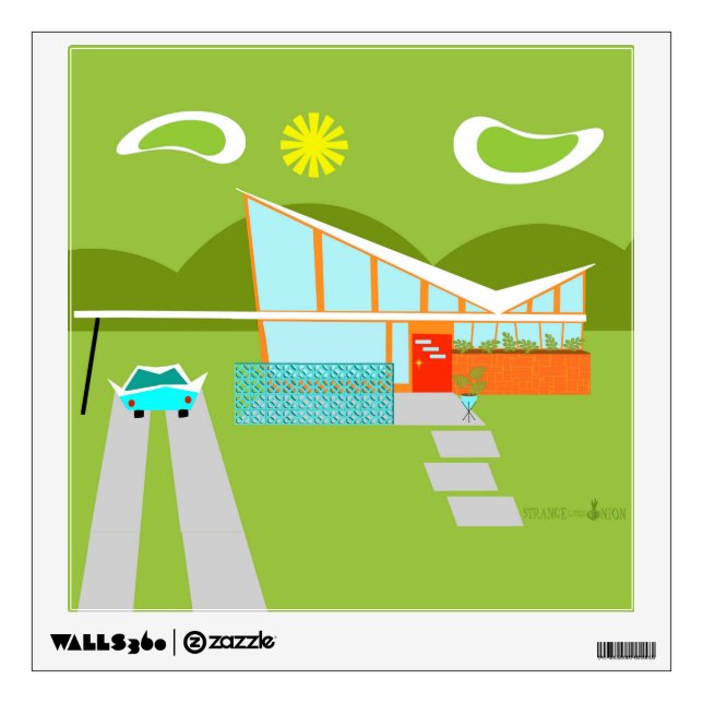 Retro Palm Springs House Wall Decal (Front)