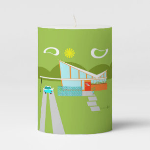 Retro Palm Springs House Wrapped Pillar Candle