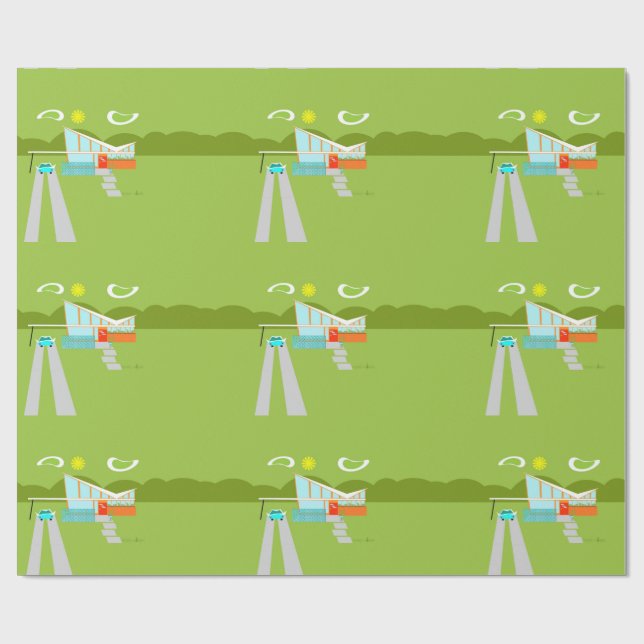 Retro Palm Springs House Wrapping Paper (Flat)