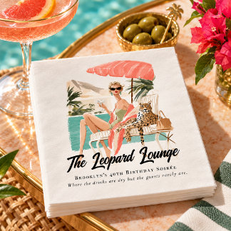 Retro Palm Springs Leopard Lounge Watercolor  Napkins