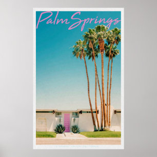 Retro Palm Springs Pink Door Poster