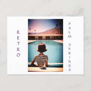 Retro Palm Springs Poolside Post Card Personalize