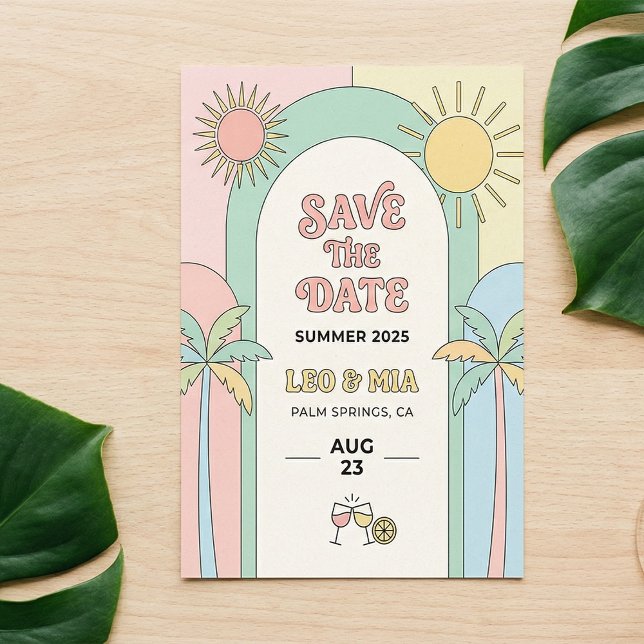 Retro Palm Springs Save the Date | Groovy  Invitation (Creator Uploaded)