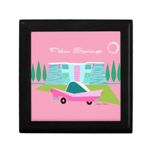 Retro Palm Springs Wooden Jewelry Keepsake Box