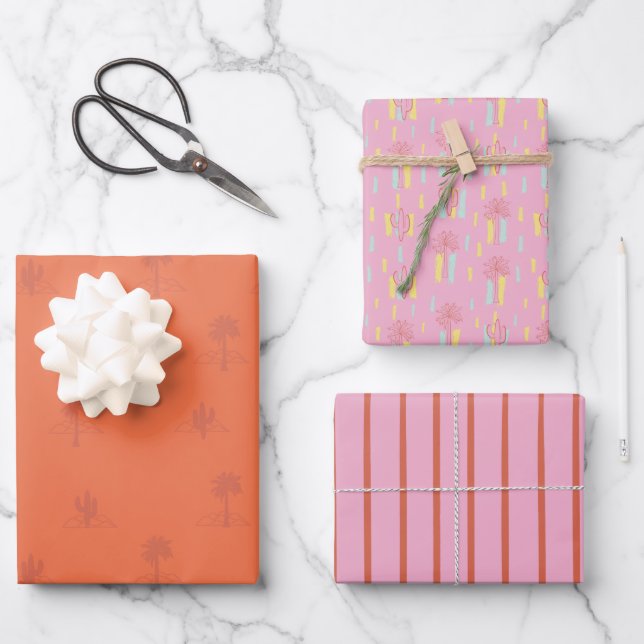 Retro Palm Springs Wrapping Paper Set 3 (Front)