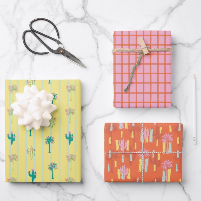 Retro Palm Springs Wrapping Paper Set 4  (Front)