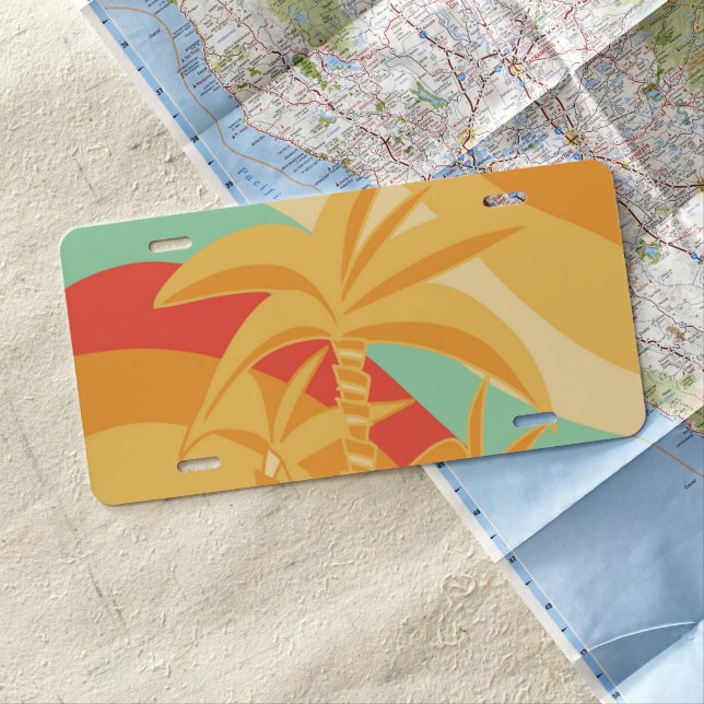 Retro Palm Summer Wave #1 #minimal #decor #art License Plate (In Situ)