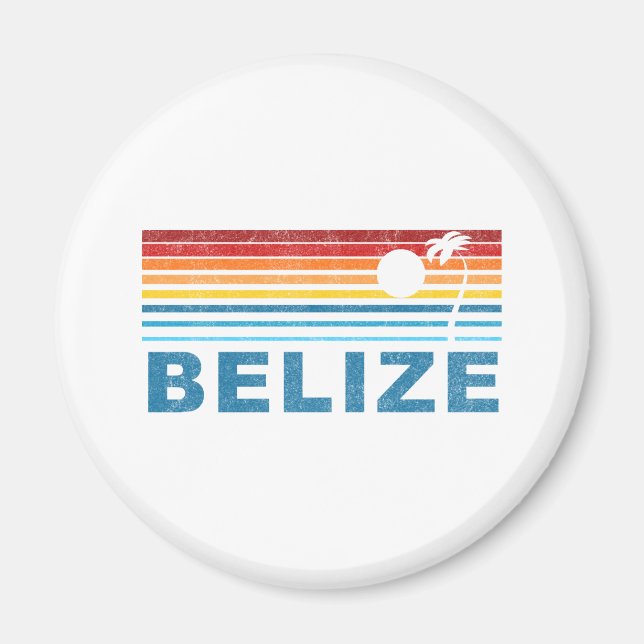 Retro Palm Tree Belize Magnet (Front)