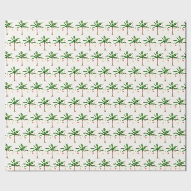 Retro Palm Tree Christmas in July Summer Party Wrapping Paper (Seam)