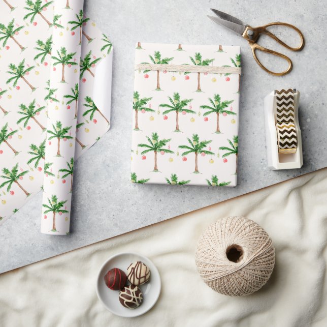 Retro Palm Tree Christmas in July Summer Party Wrapping Paper (Crafts)