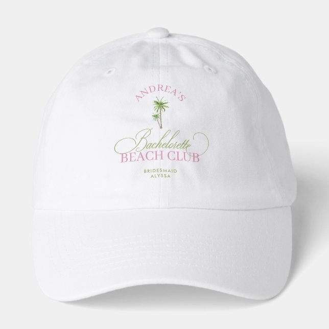 Retro Palm Tree Custom Name Beach Bachelorette Hat (Front)