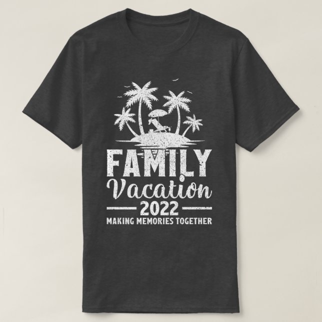 Retro Palm Tree Family Vacation 2022 Beach Sunset  T-Shirt (Design Front)
