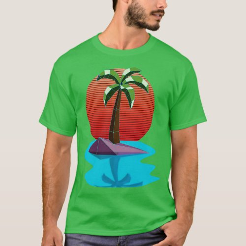 Retro Palm Tree Island Synthwave Sunset Paradise T_Shirt