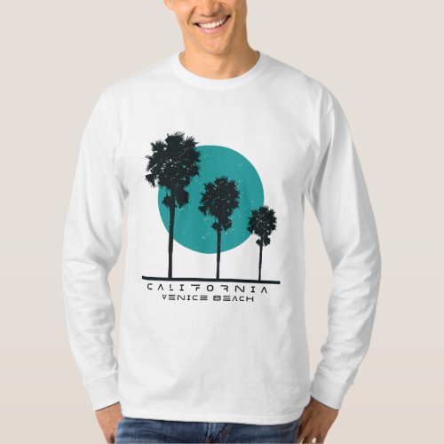 Retro Palm Tree Silhouette with Teal Sun  Minimal T_Shirt
