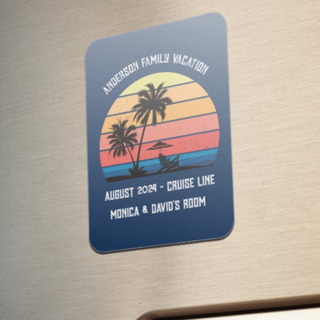 Retro Palm Tree Sunset Cruise Family Vacation  Magnet (Creator Uploaded)
