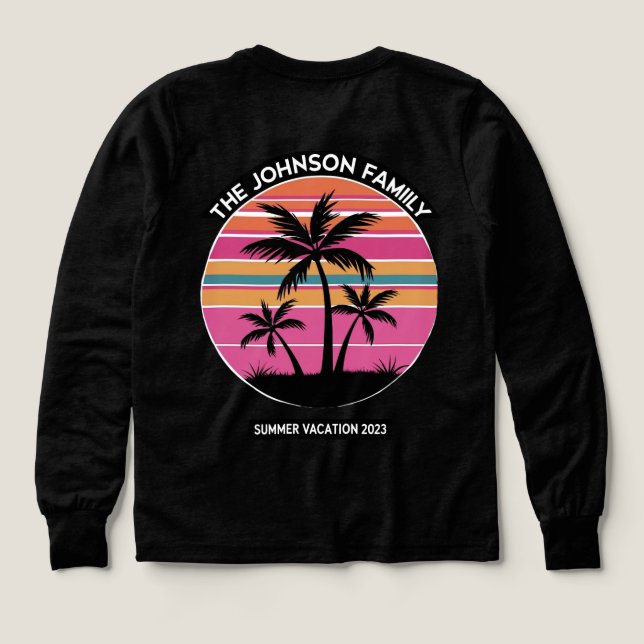 Retro Palm Tree Sunset - Family Vacation 2023 Desi Tri-Blend Shirts (Design Back)