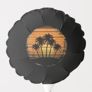 Retro Palm Tree Sunset Summer Beach Vintage Tropic Balloon