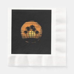 Retro Palm Tree Sunset Summer Beach Vintage Tropic Napkins