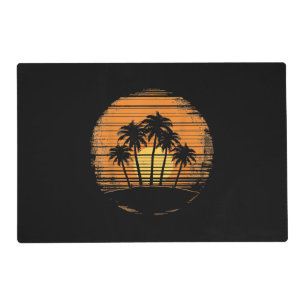 Retro Palm Tree Sunset Summer Beach Vintage Tropic Placemat