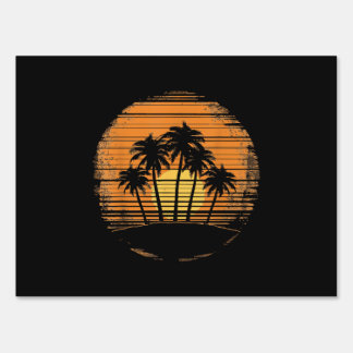 Retro Palm Tree Sunset Summer Beach Vintage Tropic Sign