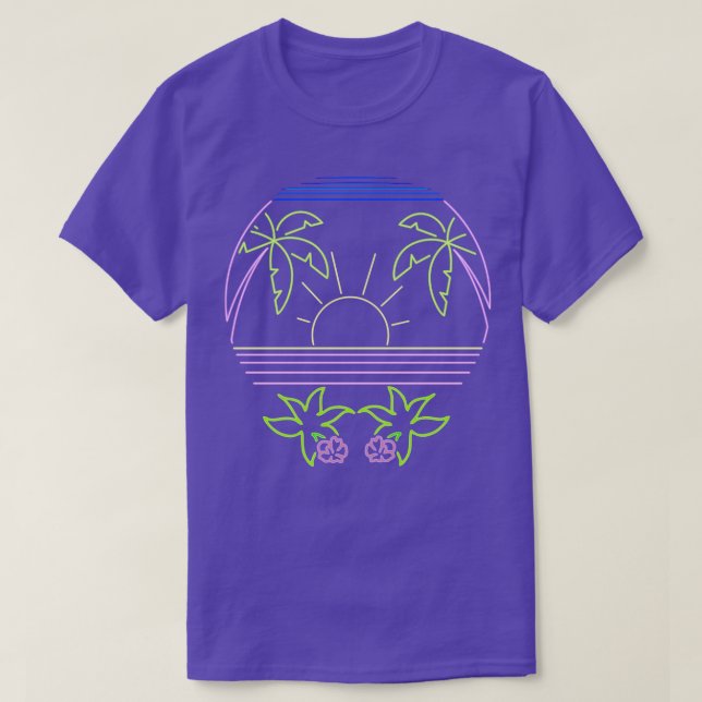 Retro Palm Tree Vintage Neon Surf Tropical Design T-Shirt (Design Front)