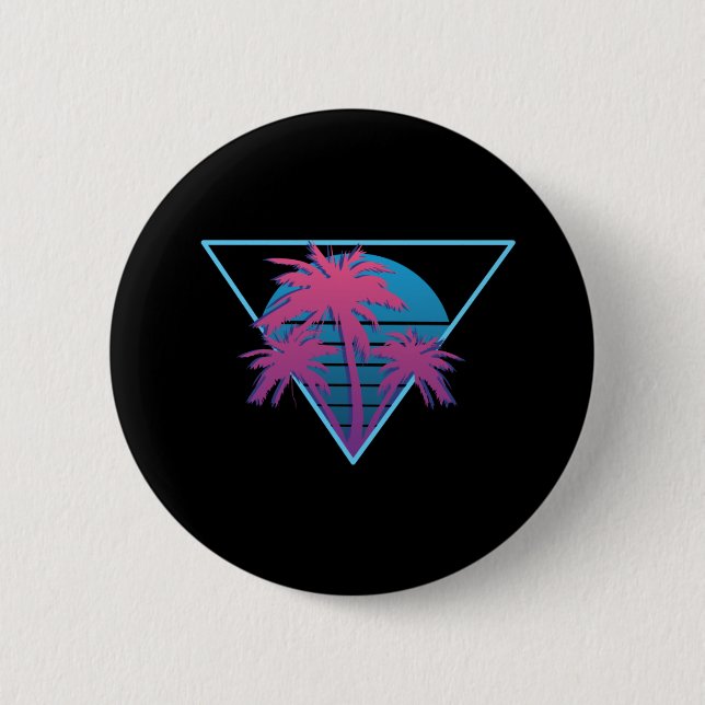 Retro Palm Trees Logo Button (Front)