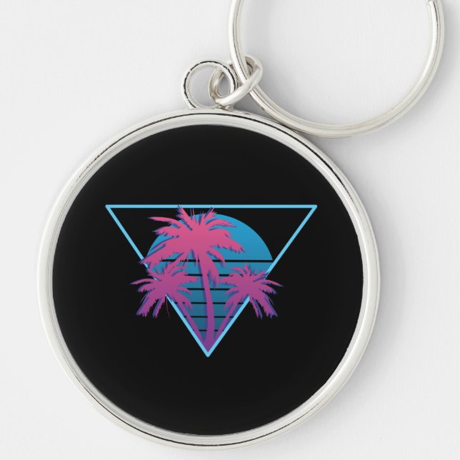 Retro Palm Trees Logo Keychain (Front)
