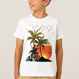 Retro Palm Trees Mountain Sunset T-Shirt